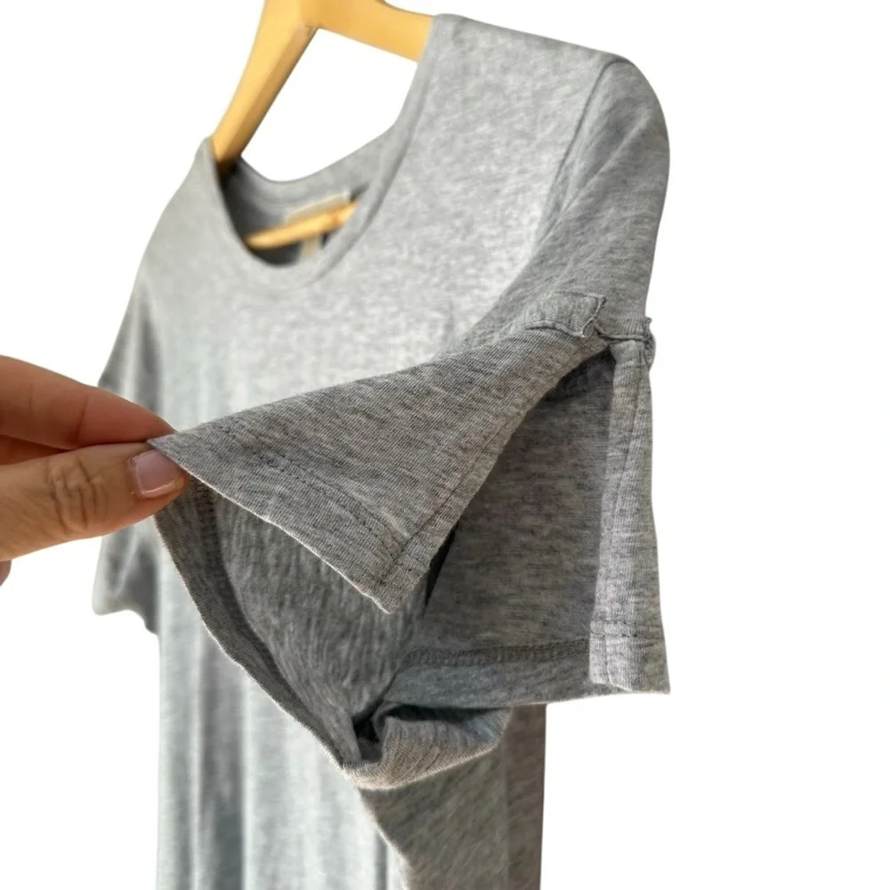 Michael Kors Flutter Sleeve Gray Short-Sleeve T-Shirt, Large